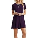 TOPONSKY Women's Casual Plain Simple Loose Flowy Short-Sleeve T-Shirt Dress