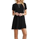 TOPONSKY Women's Casual Plain Simple Loose Flowy Short-Sleeve T-Shirt Dress