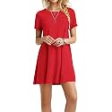 TOPONSKY Women's Casual Plain Simple Loose Flowy Short-Sleeve T-Shirt Dress