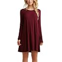 TOPONSKY Women's Casual Plain Simple Loose Flowy Short-Sleeve T-Shirt Dress
