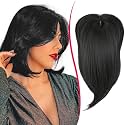Topper Wiglets Hair Pieces for Women with Thinning Hair 5.5x5 Inch Hair Topper Synthetic Hair Piece with attached 5 clips black/natural colour