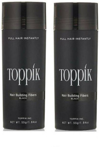 toppik hair fibers for hair loss concealer regrowth  styling black color 2 units 55 gm organic hair volumizer fibers 55 g