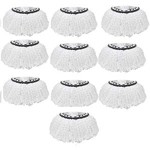 360 rotating magic spin microfiber mop head refill super absorbent refills for all home amp office floor cleaning only - 10 pcs set white