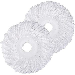 360 rotating magic spin microfiber mop head refill super absorbent refills for all home amp office floor cleaning only - 2 pcs set white