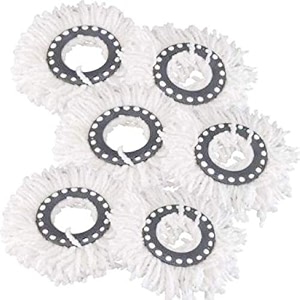 360 rotating magic spin microfiber mop head refill super absorbent refills for all home amp office floor cleaning only - 6 pcs set white