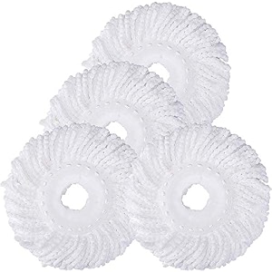 360 rotating magic spin microfiber mop head refill super absorbent refills for all home amp office floor cleaning only - 4 pcs set white