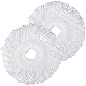 360 Rotating Magic Spin Microfiber Mop Head Refill Super Absorbent Refills for All Home &amp; Office Floor Cleaning only - 2 Pcs Set (White)