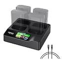 Toprig LP-E6NH LP-E6P 4-Bay Battery Charger with LCD, PD60W LP-E6 LP-E6N Fast Charger, Compatible with Canon LP-E6 LP-E6N Battery, EOS R5, R6 Mark II, 5D 6D 7D Mark II III IV, 60D, 70D, 80D