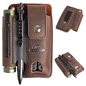 Topstache Leather Multitool Sheath - Multi Tool Holster with Belt Clip - EDC Belt Organizer Fits Multitool, Flashlight, Pen - Leather EDC Pouch Belt Holder Case with Closure Flap, Darkbrown