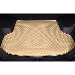 boot compatible with bmw 6-series custom fitted faux leather boot antiskid car floor mats - beige with beige thread