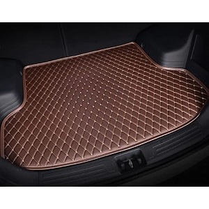 boot compatible with citroen air-cross custom fitted faux leather boot antiskid car floor mats - coffee with beige thread