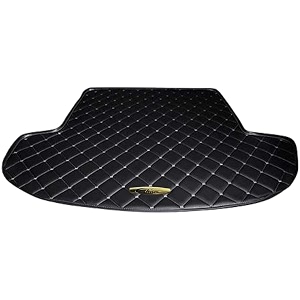 boot compatible with toyota fortuner custom fitted faux leather boot antiskid car floor mats - black with silver thread