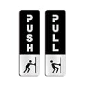 Push Pull Silver Black Glass Door Acrylic Signage Sticker, Self-Adhesive 6.5 Inches Door Sign Sticker for Office, Stores, Cafe, Hotel, Restaurant, Business &amp; Shop (Black Silver)