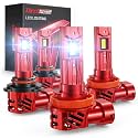 Torchbeam 9005/HB3 H11/H8/H9 LED Bulbs Combo, 180,000LM Super Brightness H11 9005 Bulb Kit, 15X Brighter 6500K Cool White Light Bulb, 80K+HRS Lifespan with 25000RPM Fan, Plug and Play, Pack of 4