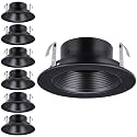 TORCHSTAR 6-Pack 4 Inch Recessed Light Trim, Black