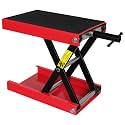 Torin ATRM01101B Portable Steel Motorcycle Lift Scissor Jack: Wide Deck Hoist Stand for ATV, UTV Snowmobile Maintenance, Capacity 1100lb