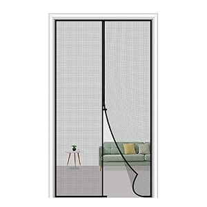 magnetic mosquito net for door  fit door size 295 x 81 inch actual screen size 315 x 83 inch self sealing  auto-closing insect screen to keep mosquito out - with stay open feature black
