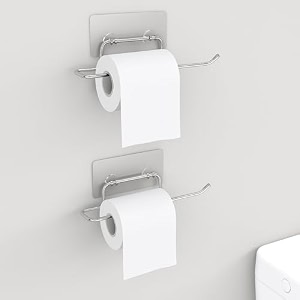 toro adhesive wall mounted rustproof stainless steel toilet paper holder self adhesivetoilet paper roll holdertissue paper roll holder for bathroom silver_1 pack 02