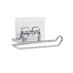 toro adhesive wall mounted rustproof stainless steel toilet paper holder self adhesivetoilet paper roll holdertissue paper roll holder for bathroom silver_2 pack 01