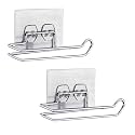 TORO Adhesive Wall Mounted Rustproof Stainless Steel Toilet Paper Holder Self Adhesive/Toilet Paper Roll Holder/Tissue Paper Roll Holder for Bathroom (Silver_2, Pack 02)