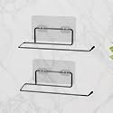 TORO Adhesive Wall Mounted Rustproof Stainless Steel Toilet Paper Holder Self Adhesive/Toilet Paper Roll Holder/Tissue Paper Roll Holder for Bathroom (Black_1, Pack 02)