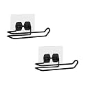 TORO Adhesive Wall Mounted Rustproof Stainless Steel Toilet Paper Holder Self Adhesive/Toilet Paper Roll Holder/Tissue Paper Roll Holder for Bathroom (Black_2, Pack 02)