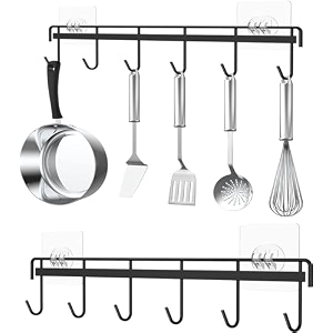 toro kitchen utensil hanger holder adhesive kitchen hanger rail hanging rack wall mounted rail for spoons coffee mug cups tags black pack 02