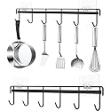 TORO Kitchen Utensil Hanger Holder Adhesive Kitchen Hanger Rail, Hanging Rack Wall Mounted Rail for Spoons Coffee Mug Cups Tags (Black) (Pack 02)