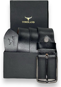 TOROLAND Men Casual Black Genuine Leather Belt