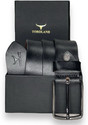 TOROLAND Men Casual Black Genuine Leather Belt