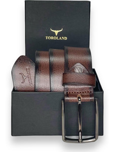 TOROLAND Men Casual Brown Genuine Leather Belt