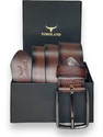 TOROLAND Men Casual Brown Genuine Leather Belt