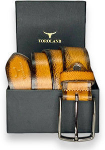 TOROLAND Men Casual Tan Genuine Leather Belt