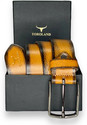 TOROLAND Men Casual Tan Genuine Leather Belt