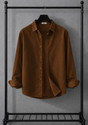 TorontoCN Men Solid Casual Brown Shirt