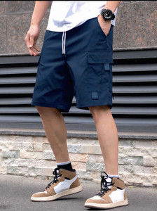 TorontoCN Solid Men Dark Blue Cargo Shorts