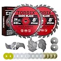 Torrix 8" Dado Blade Set, Dado Blades for 10 Inch Table Saw, 24-Tooth, 5/8" Arbor, Dado Stack for Fine Finished Dados, Grooves, and Rabbets, 23 Pieces