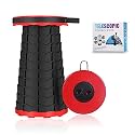 Portable Telescopic Stool Lightweight Sturdy Collapsible Stools Retractable Camping Stool for Adults Fishing Hunting BBQ Garden Picnic, Max Load 880 lb -Red