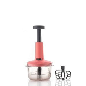 tosaa 2 in 1 push amp chop chopper - vegetable amp fruit cutter with easy push amp close button 800 ml  peach color