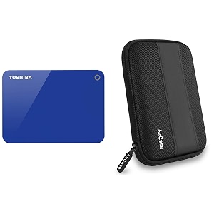 toshiba hdtc910al3aa canvio advance 1tb usb30 external hard drive blue with case