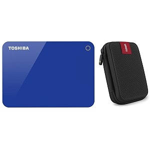 toshiba hdtc910al3aa canvio advance 1tb usb30 external hard drive blue with case