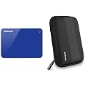 TOSHIBA HDTC910AL3AA Canvio Advance 1TB USB3.0 External Hard Drive (Blue) with Case