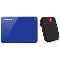 TOSHIBA HDTC910AL3AA Canvio Advance 1TB USB3.0 External Hard Drive (Blue) with Case