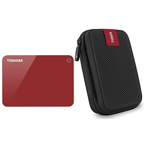 toshiba hdtc910ar3aa canvio advance 1tb usb30 external hard drive red with case