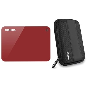 toshiba hdtc910ar3aa canvio advance 1tb usb30 external hard drive red with case