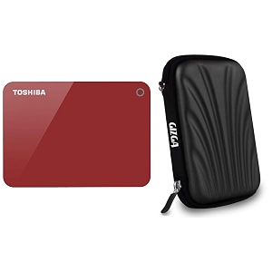 toshiba hdtc910ar3aa canvio advance 1tb usb30 external hard drive red with case