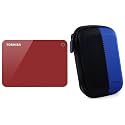 TOSHIBA HDTC910AR3AA Canvio Advance 1TB USB3.0 External Hard Drive (Red) with Case