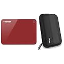 TOSHIBA HDTC910AR3AA Canvio Advance 1TB USB3.0 External Hard Drive (Red) with Case