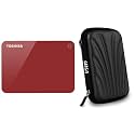 TOSHIBA HDTC910AR3AA Canvio Advance 1TB USB3.0 External Hard Drive (Red) with Case