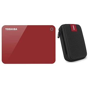 toshiba hdtc920ar3aa canvio advacne 2tb usb30 external hard drive red with case